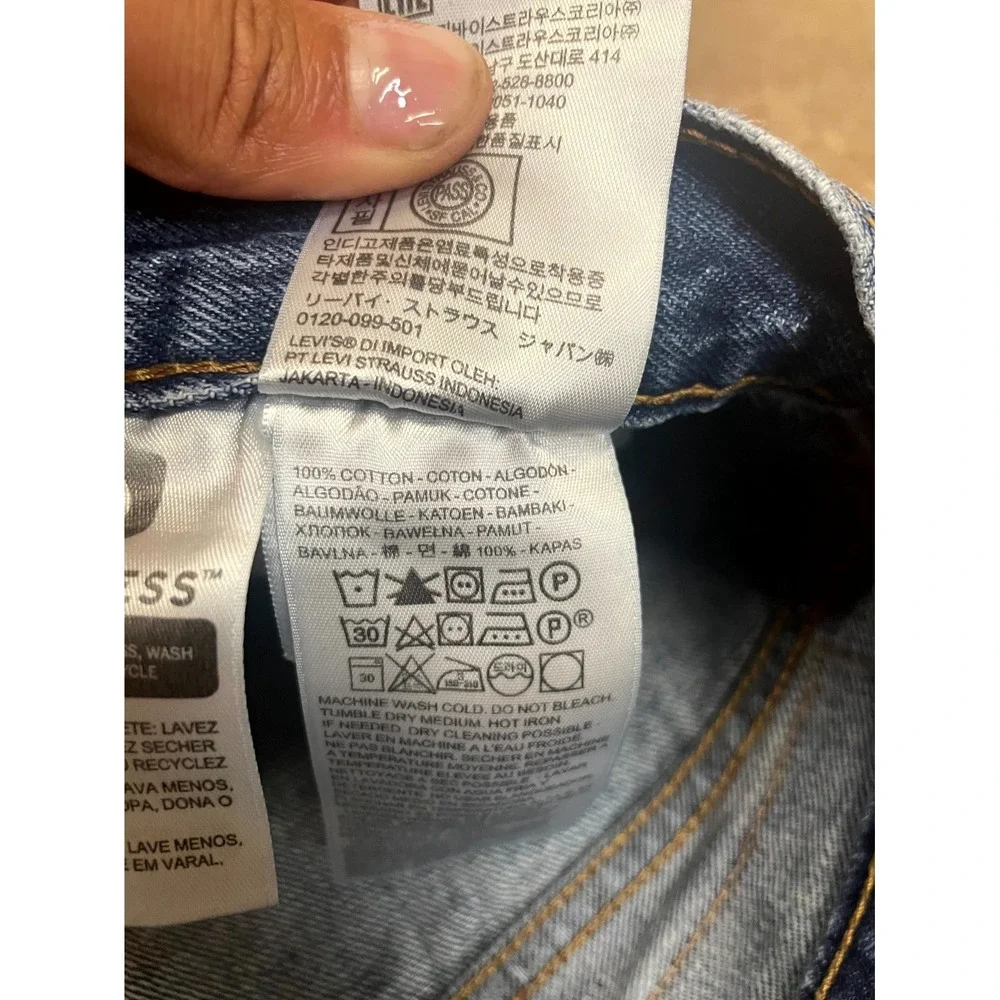 Levi's 501 Original Straight Fit Jeans Mens 38x32 Blue Denim Distressed Mid Rise